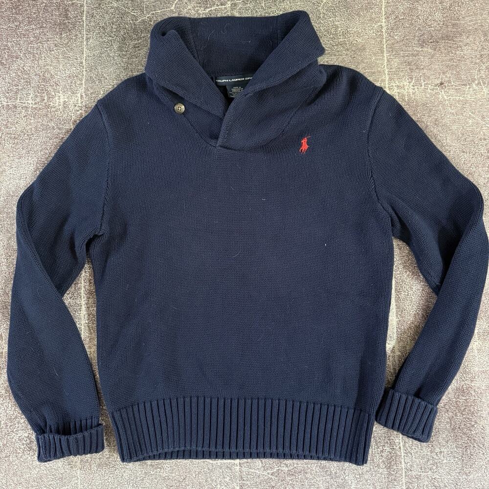 Women's Vintage Y2K Polo Ralph Lauren Sport Navy Blue Cowl Neck Sweater Sz XL
